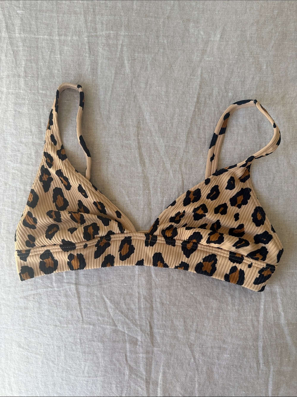 Leopard Print Swim Top - Beige